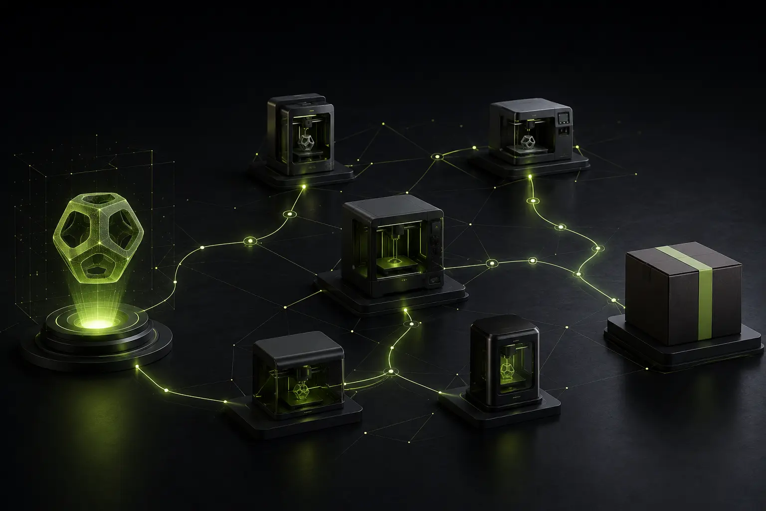 Conceptual illustration of 3D Printing Without Owning the Machines